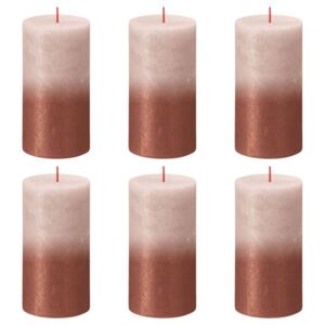 Bolsius Lumânări bloc rustic Sunset 6buc roz cețos/chihlimbar 130x68mm 103668647104