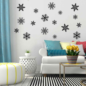 Snowflakes - autocolant de perete Negru 50 x 35 cm