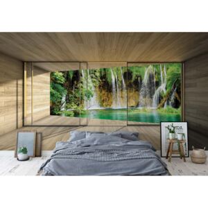 Fototapet GLIX - Waterfall Lake 3D 3 + adeziv GRATUIT Tapet nețesute - 312x219 cm