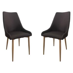 Set 2 scaune dining MF OTTELO, textil, picioare metalice, brun