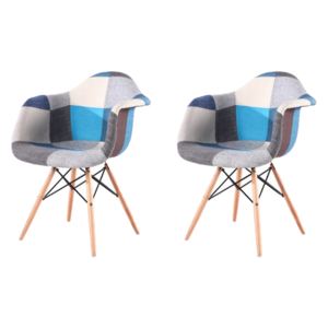 Set 2 scaune tapitate cu stofa si picioare de lemn Orsay Blue, l62xA57xH83 cm