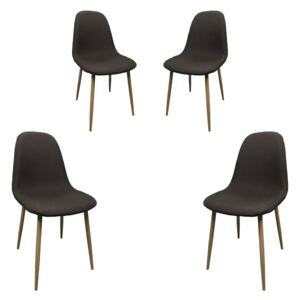 Set 4 scaune dining MF DIEGO, stil scandinav, textil, picioare metalice, maro