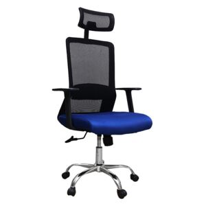 Scaun de birou ergonomic ADLER, mesh, negru/albastru