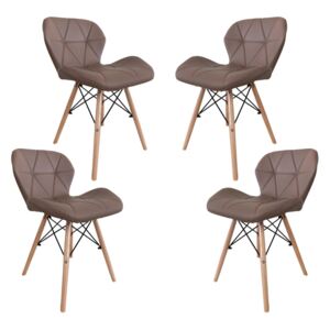 Set 4 scaune dining/bucatarie MF NELLY, Maro-inchis piele ecologica