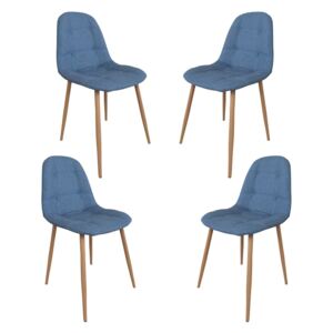 Set 4 scaune dining/buctarie MF HANS, Textil, Albastru denim