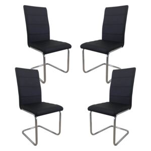Set 4 scaune dining/bucatarie MF GLISS, Negru piele ecologica