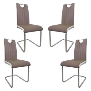 Set 4 scaune dining/bucatarie MF LYAN, Gri/Ivory piele ecologica