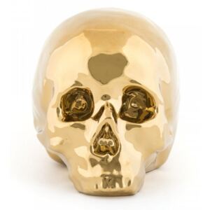 Obiect decorativ auriu din portelan My Skull Seletti