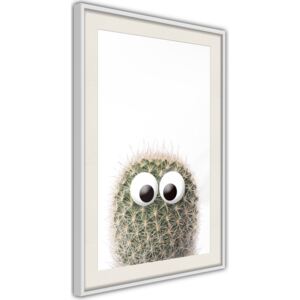 Bimago Tablou înrămat - Funny Cactus II Cadru alb cu passe-partout 40x60 cm