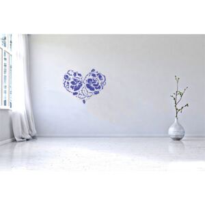 Heart of roses - autocolant de perete Albastru 75 x 60 cm