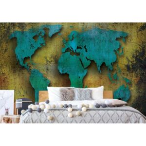 Fototapet - Grunge Rust Texture World Map Vliesová tapeta - 416x254 cm