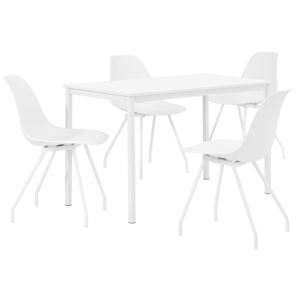 [en.casa]® Masa bucatarie/salon design elegant (120x60cm) - cu 4 scaune elegante - alb