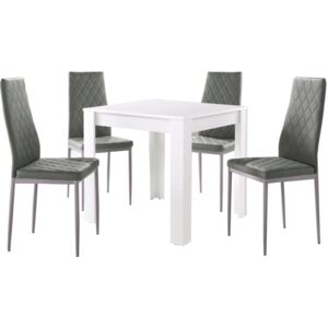 Set masă albă și 4 scaune gri Støraa Lori and Barak, 80 x 80 cm
