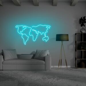 Aplica de Perete Neon World Map, Albastru