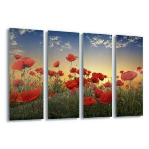 Tablou pe sticlă - Poppies by Albena Markova 4 x 30x80 cm