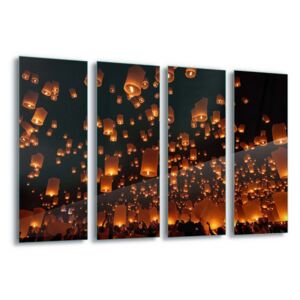 Tablou pe sticlă - Floating Lanterns by Vichaya 4 x 30x80 cm