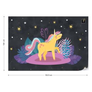 GLIX Fototapet - Ula la Unicornio Night Stars Tapet nețesute - 152,5x104 cm