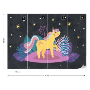 GLIX Fototapet - Ula la Unicornio Night Stars Tapet nețesute - 416x290 cm
