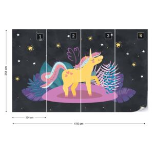 GLIX Fototapet - Ula la Unicornio Night Stars Tapet nețesute - 416x254 cm