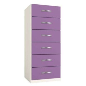Dulap cu șase sertare Little, 119x37x47 cm, lemn, violet