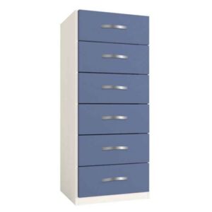 Dulap cu șase sertare Little, 119x37x47 cm, lemn, albastru