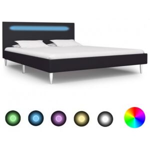 Cadru de pat cu LED-uri negru 140x200 cm material textil