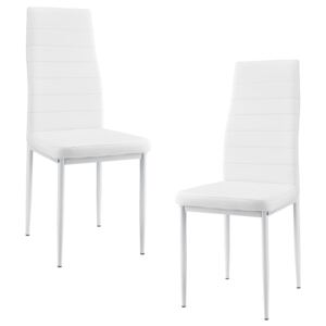 [en.casa]® Set Casandra 2 scaune bucatarie, 96 x 43 cm, piele sintetica, alb