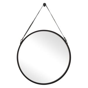 Oglinda Liz cu curea din piele, negru, 80 x 80 cm