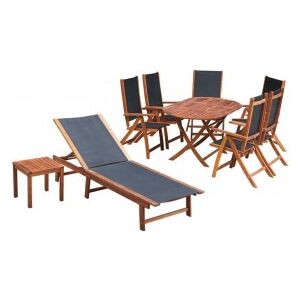 Set mobilier de exterior cu perne 9 piese, lemn masiv de acacia