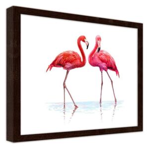 CARO Imagine în cadru - A Realistic Illustration Of Flamingos Standing In The Water 40x30 cm Maro