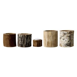 Set vase decorative votive din lemn natural Bloomingville