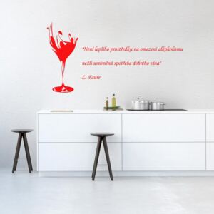 GLIX Quote about wine - autocolant de perete Rosu 50 x 30 cm