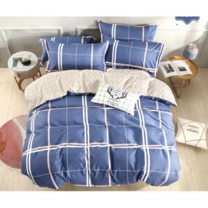 Lenjerie de pat din bumbac flanelat Culoare Albastru, DUDE + husă de pernă 40x50 cm Gratuit