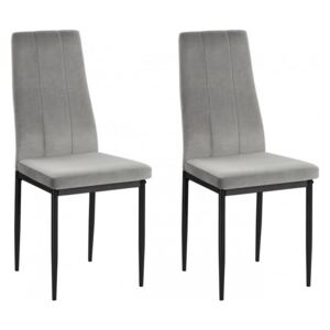 Set de 2 scaune Kelly - catifea gri/metal