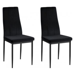 Set de 2 scaune Kelly - catifea neagra/metal