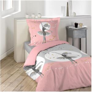 Lenjerie de pat roz pentru copii cu balerină 140 x 200 cm 140x200