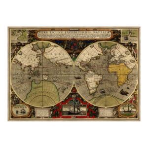 Tablou - hartă Călătoriile lui Sir Frances Drake