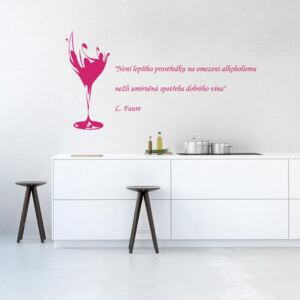 GLIX Quote about wine - autocolant de perete Roz 70 x 40 cm