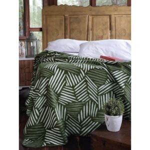 Pătură scandinavă din bumbac alb-verde 150 x 200 cm Lăţime: 150 cm | Lungime: 200 cm