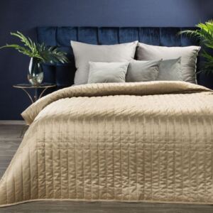 Cuvertură de pat frumoasă din catifea bej matlasată Šírka: 220 cm | Dĺžka: 240 cm
