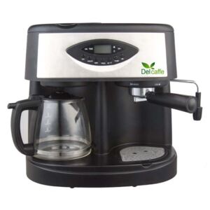 Espressor Del Caffe CoffeeShot 3 in 1 , 15 bari, 1.25 l, Functie spumare, programare, Negru/Inox