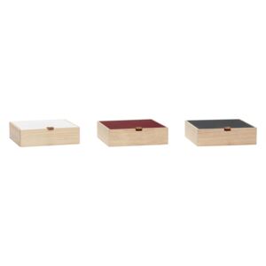 Set de 3 Cutii pentru Depozitare Multicolore din Lemn HUBSCH - Lemn Multicolor Lungime (20cm) x Latime (20cm) x Inaltime (6cm)