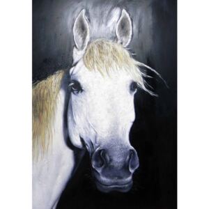 Tablou pictat manual Horse white 100 x 150 cm