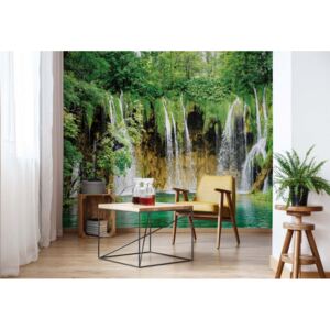 Fototapet - Waterfall Lake Forest Nature Papírová tapeta - 184x254 cm