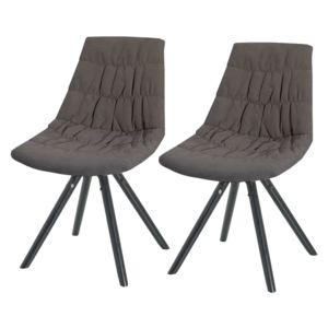 Set 2 scaune tapitate cu stofa, cu picioare de lemn Klass Grey, l47xA54xH80 cm