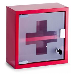 Dulapior rosu din metal si sticla pentru medicamente Medicine Cabinet Red Zeller