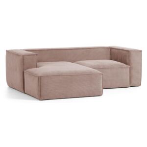 Canapea roz din textil si lemn cu colt pentru 2 persoane Blok La Forma