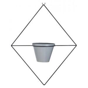 Ghiveci cu suport suspendabil gri/negru din ceramica si otel 58,2 cm Fly Square Bolia