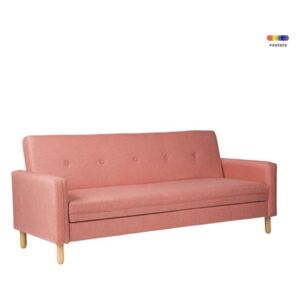 Canapea extensibila roz din lemn de pin si poliester pentru 2 persoane Delhi Pink Somcasa