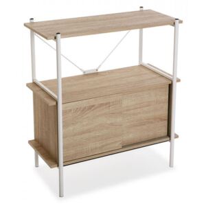 Etajera alba/maro din otel si lemn 91,7 cm Shelf Cabinet Mini Versa Home